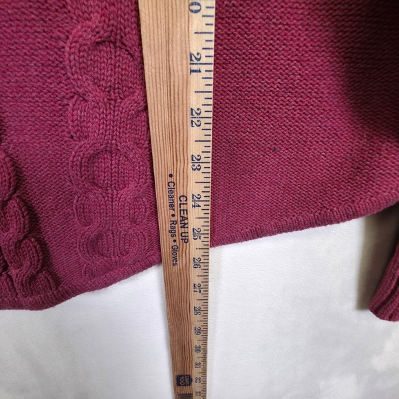 LL Bean Sweater Womens XL Purple Turtleneck 3D Cable Knit Fisherman Classic VTG - Picture 5 of 16